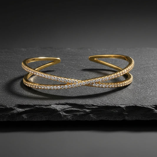 Brazalete Rígido Clavo Pavé con Cristales