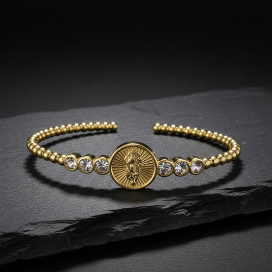 Pulsera Ajustable Virgen de Guadalupe con Cristales