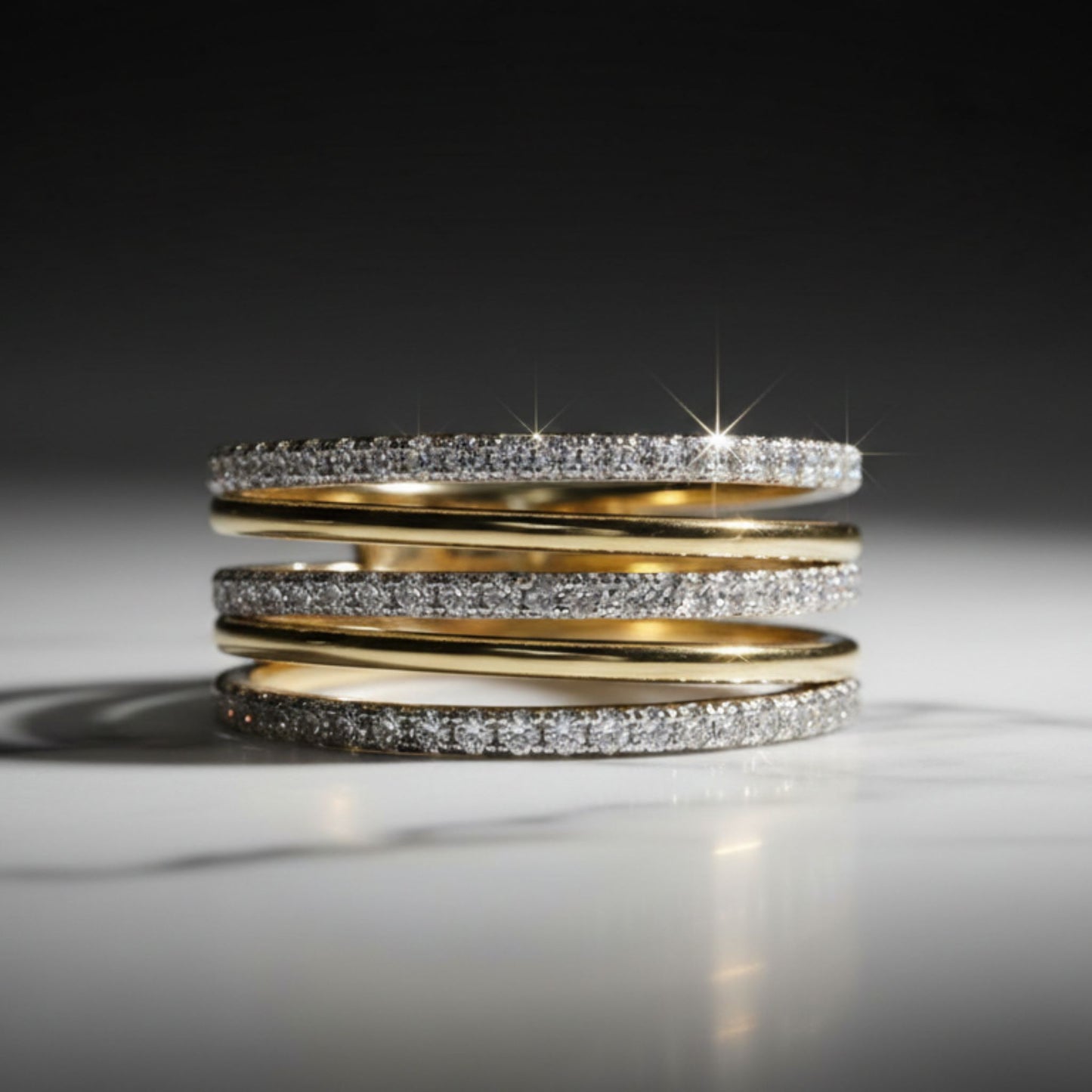 Anillos Apilables con Cristales Pavé