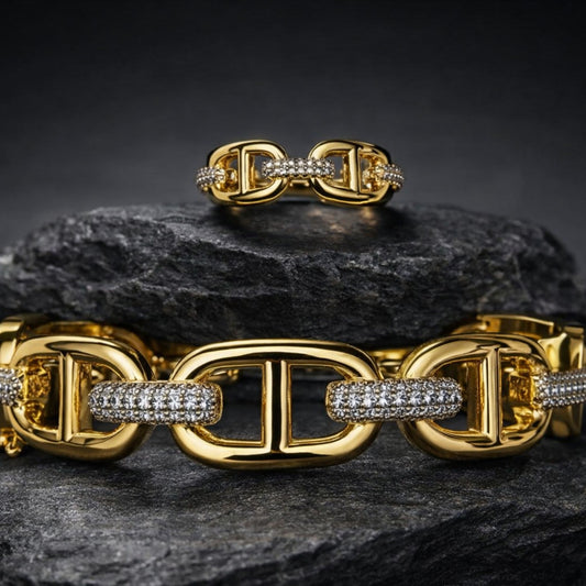 Anillo Eslabones Pavé con Cristales