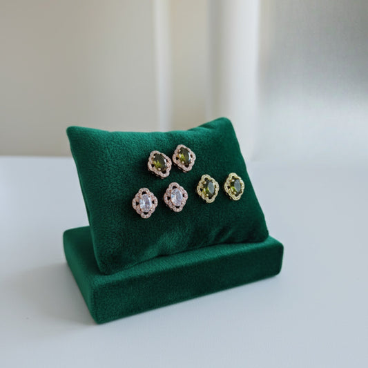 Aretes Cushion Cristal con Marco Brillante