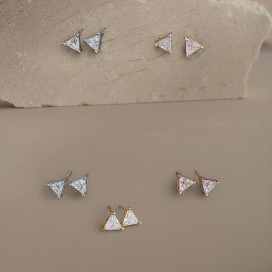 Aretes Triángulo Cristal Minimalista