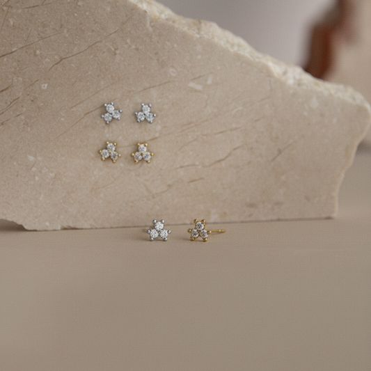 Aretes Flor Cristal Delicada